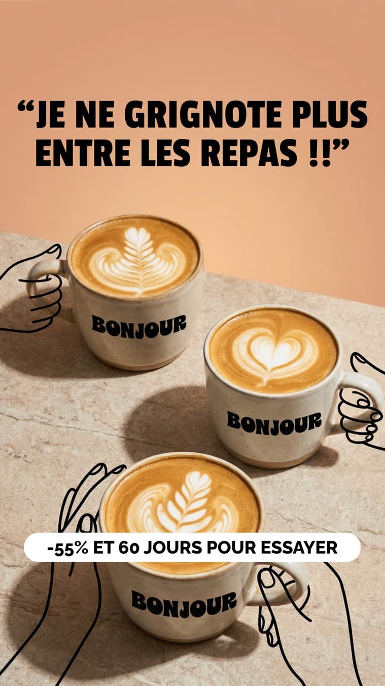 Bonjour · Flatlay ad