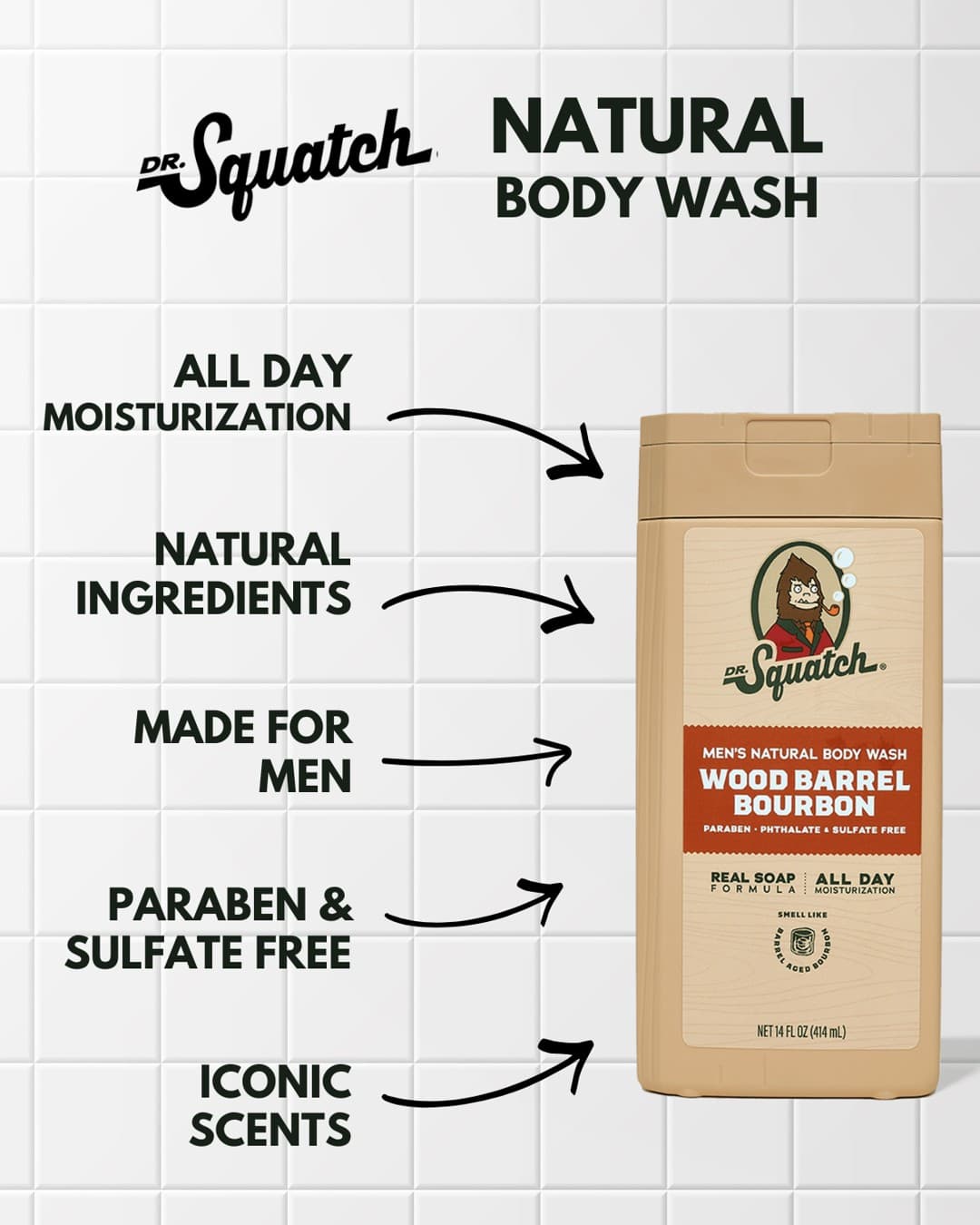 Dr. Squatch · Feature Benefit Pointout ad