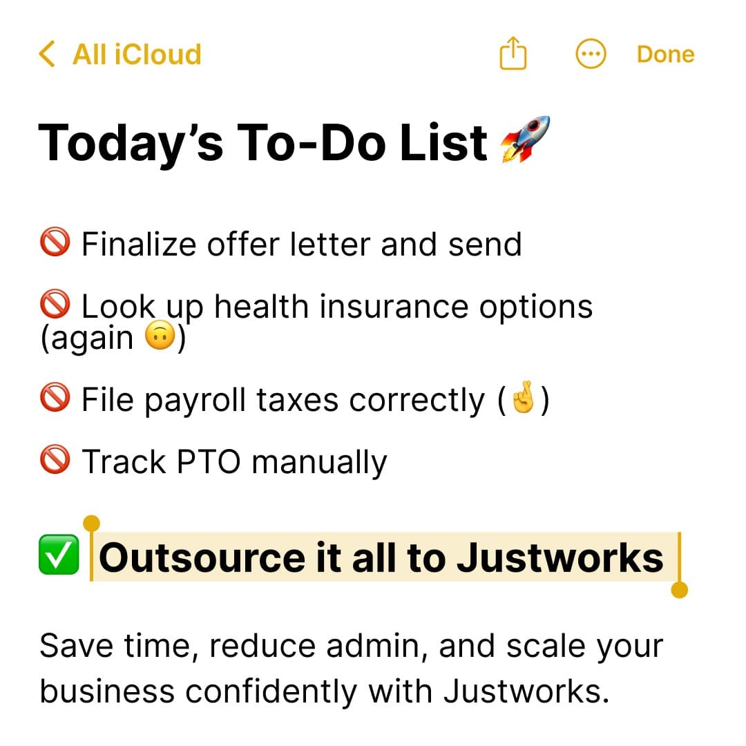 Justworks · Notes App ad