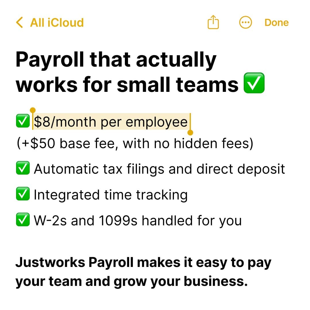 Justworks · Notes App ad