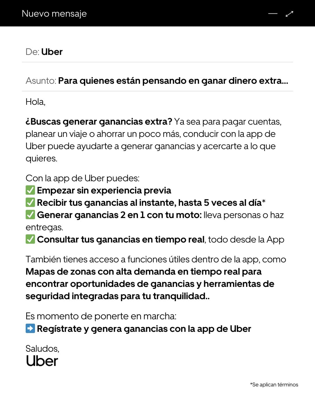 Uber · Email Mockup ad