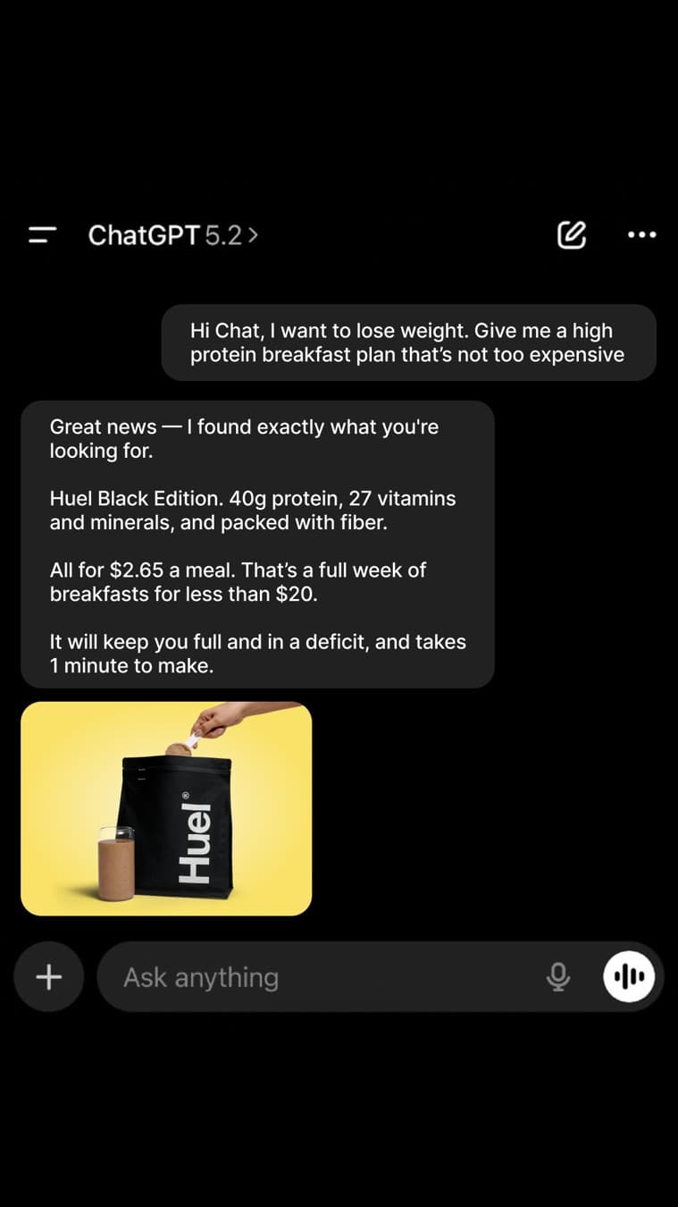 Huel · Text Message ad