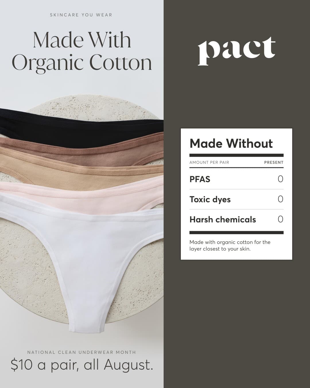 p a c t · Flatlay ad