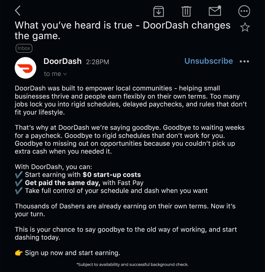 DoorDash · Email Mockup ad