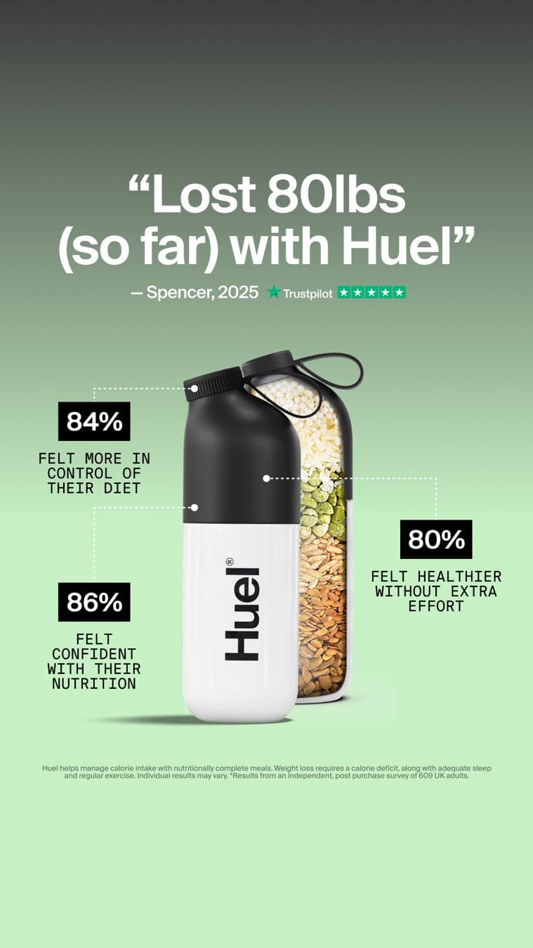 Huel · Feature Benefit Pointout ad