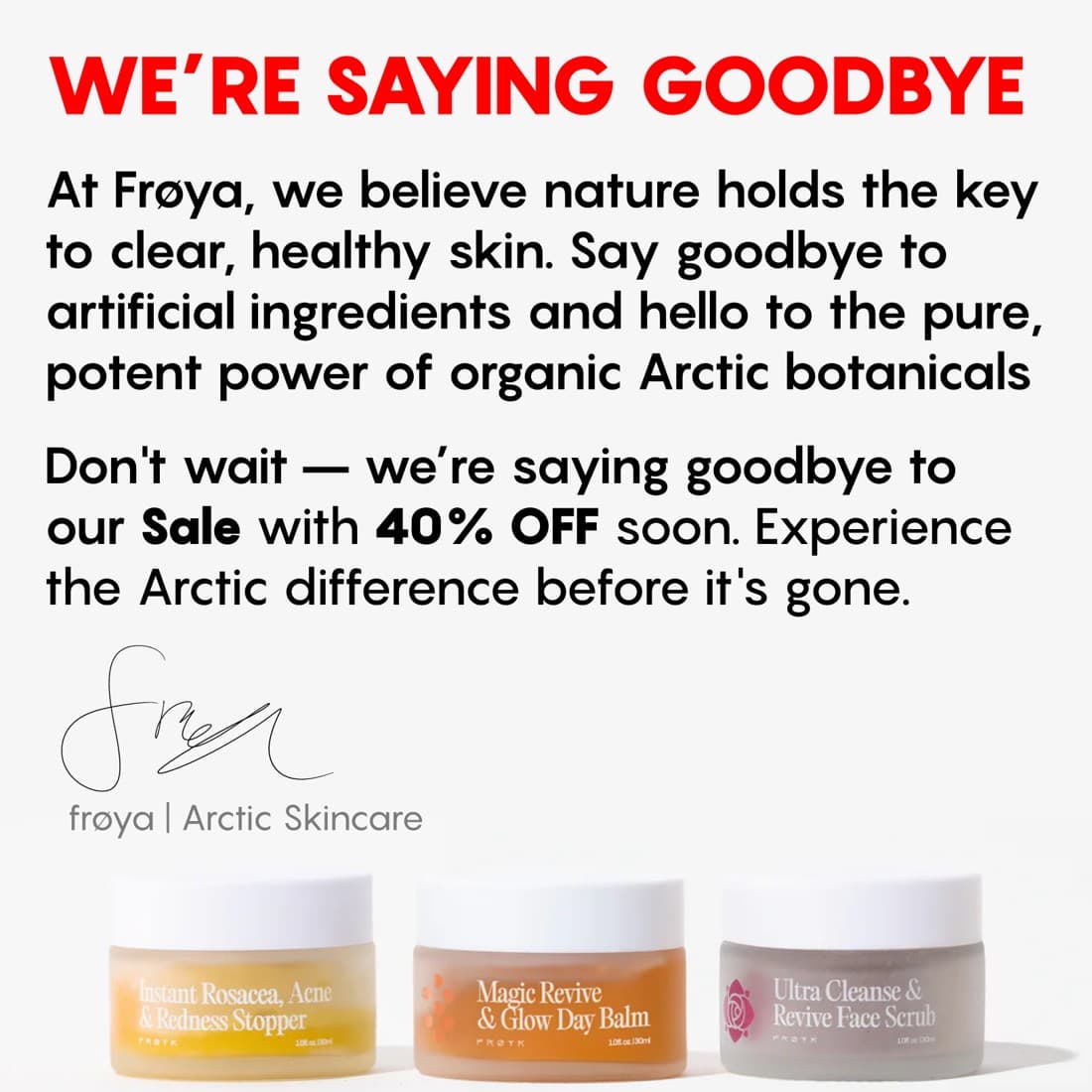 Frøya Organics · Offer-First Banner ad
