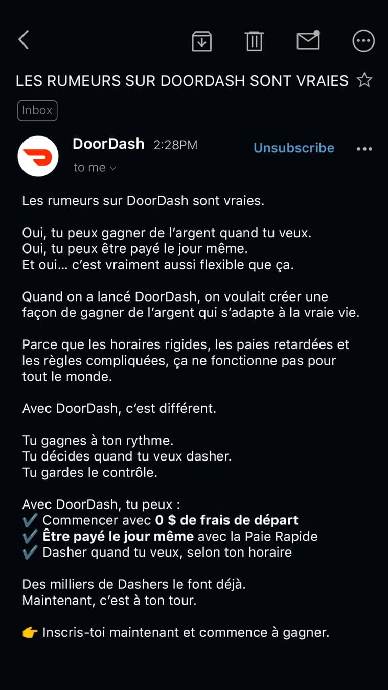 DoorDash · Email Mockup ad
