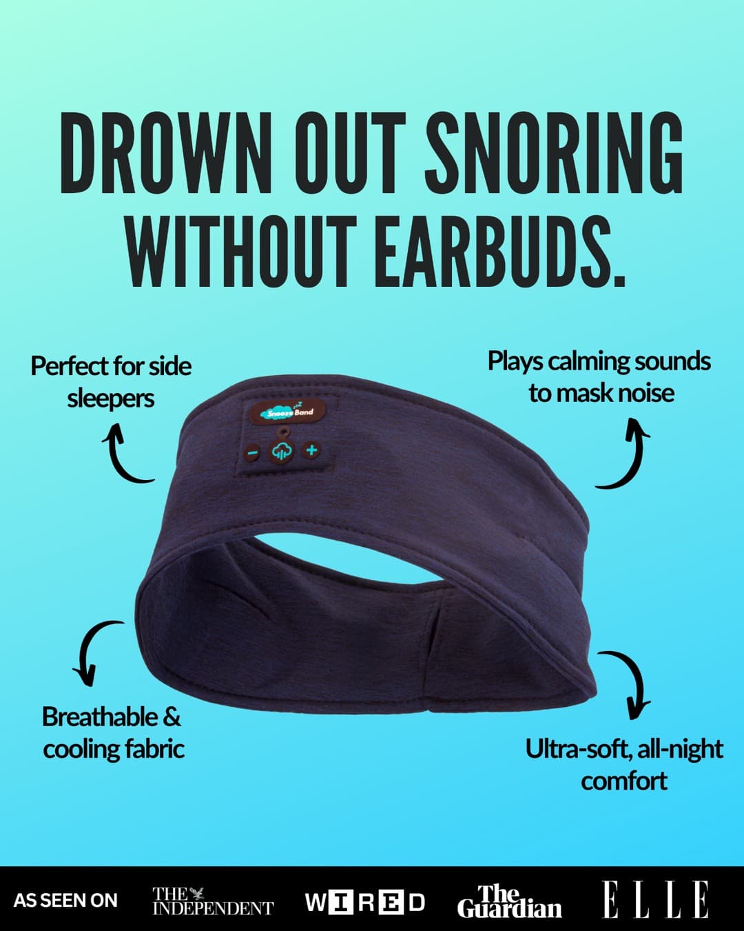SnoozeBand · Feature Benefit Pointout ad