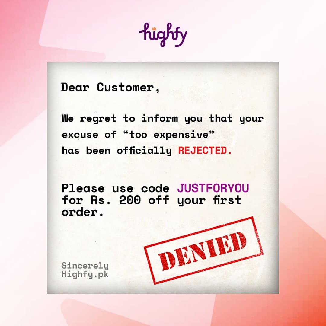 Highfy.pk · Letter ad