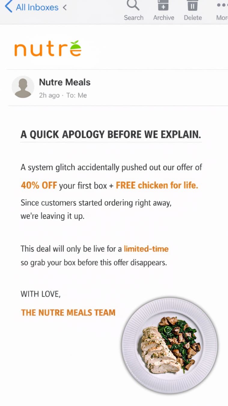 Nutre Meal Plans · Email Mockup ad