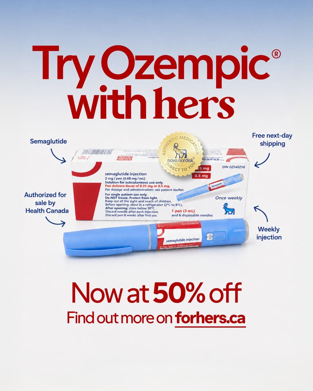 Hers · Feature Benefit Pointout ad