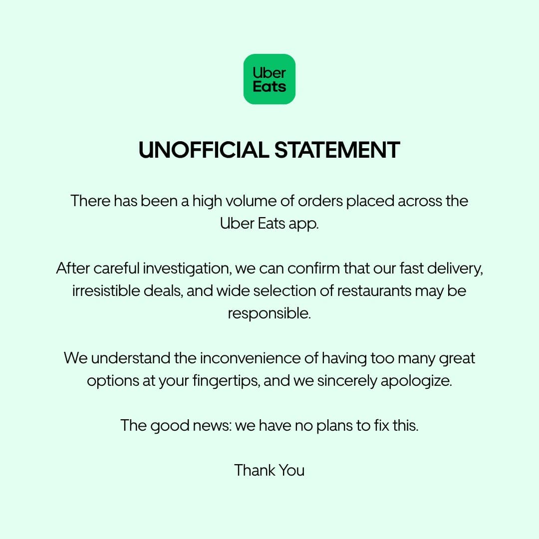 Uber Eats · Letter ad