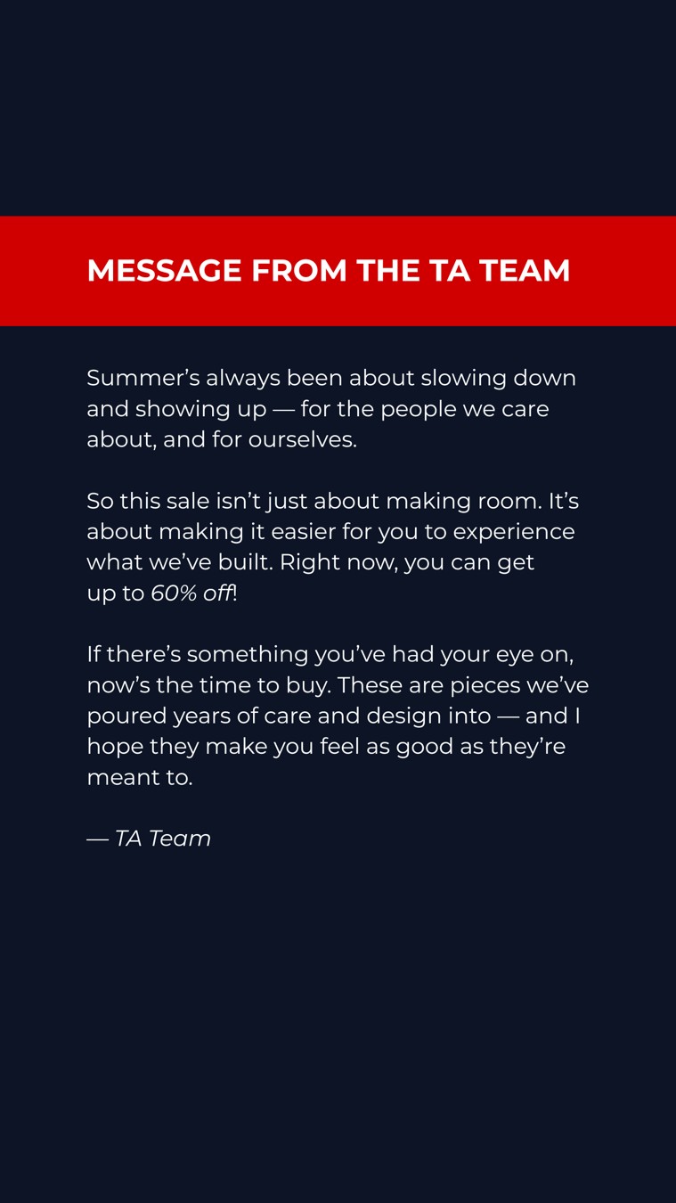 TA Menswear · Letter ad