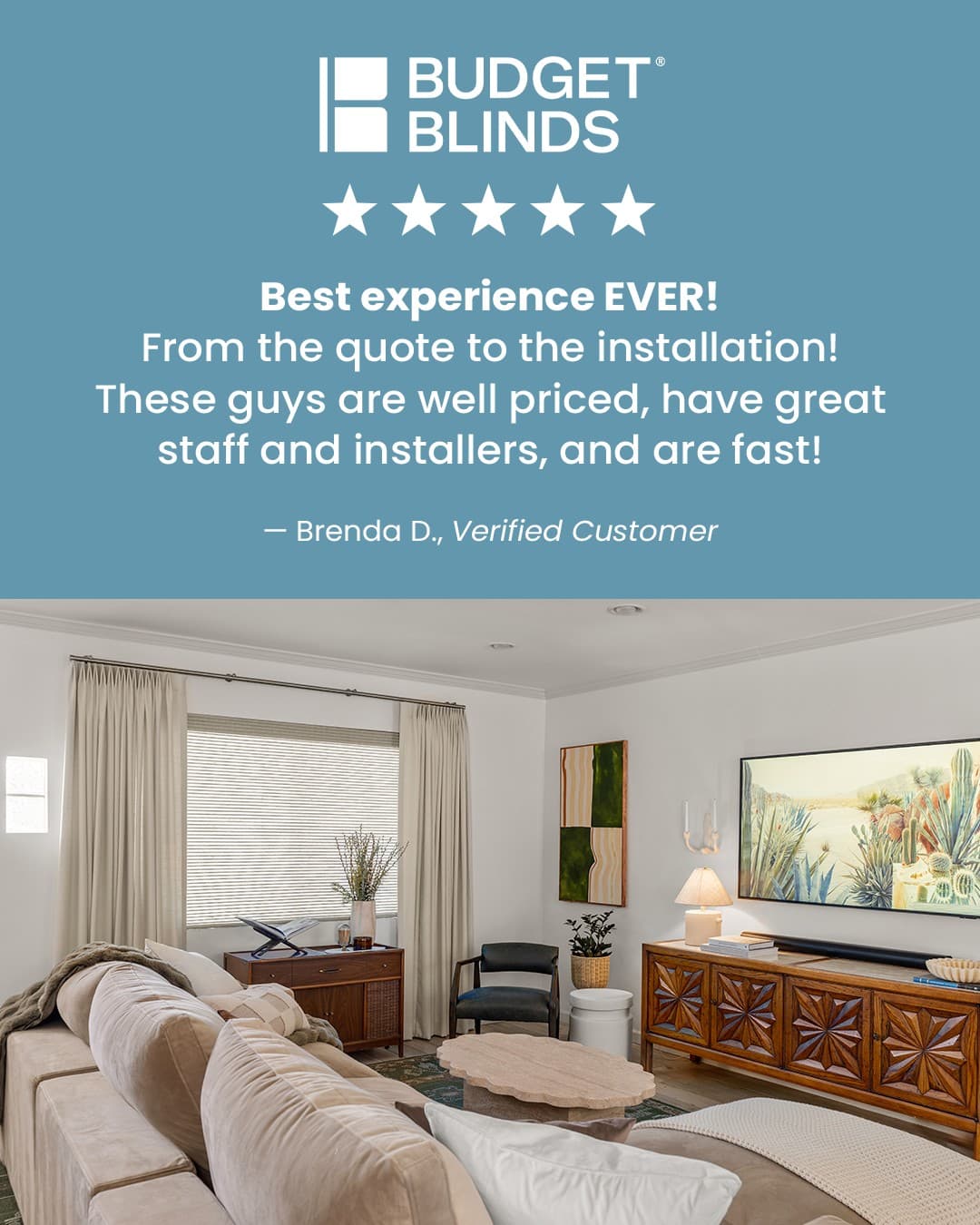 Budget Blinds · Review ad