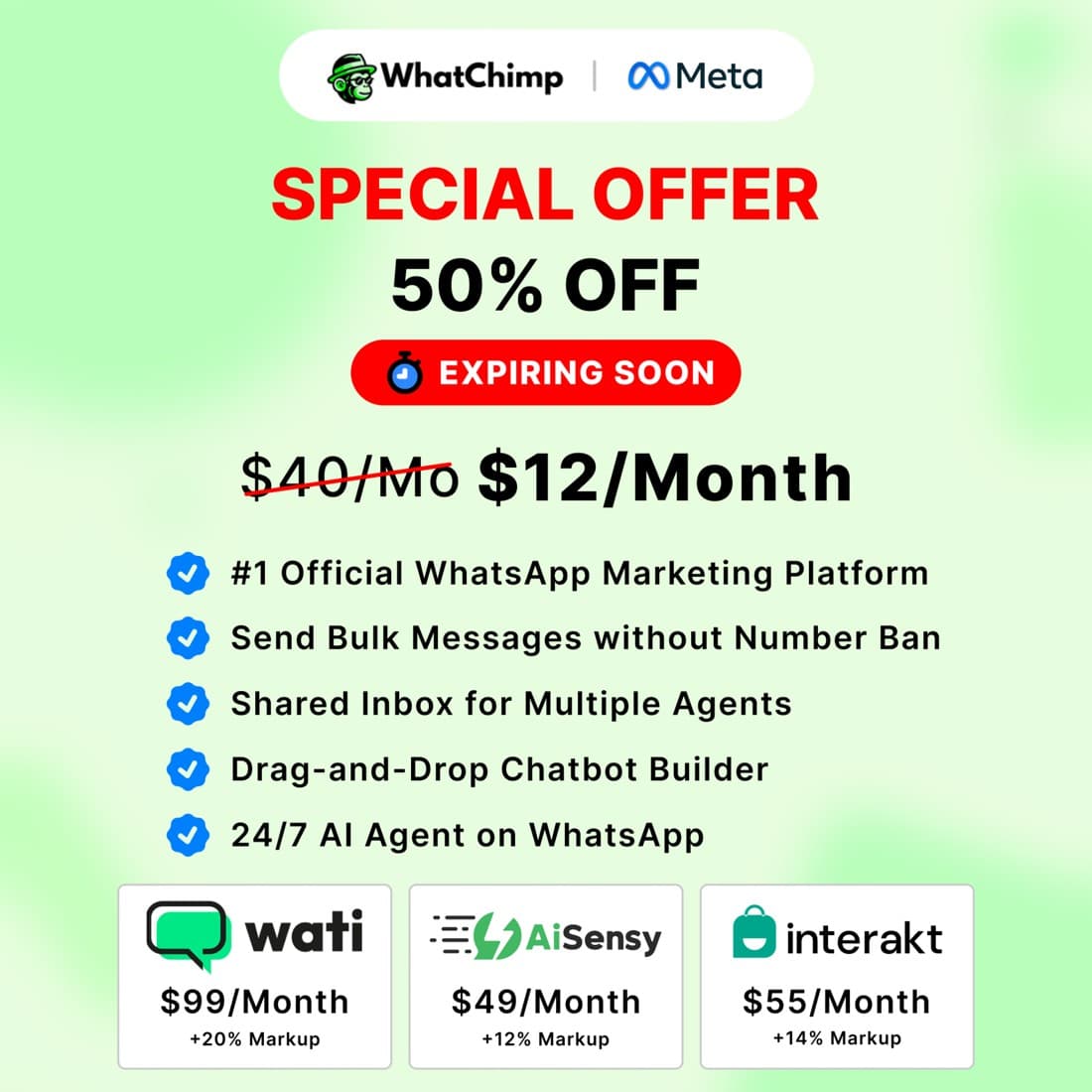 WhatChimp Ā· Offer-First Banner ad