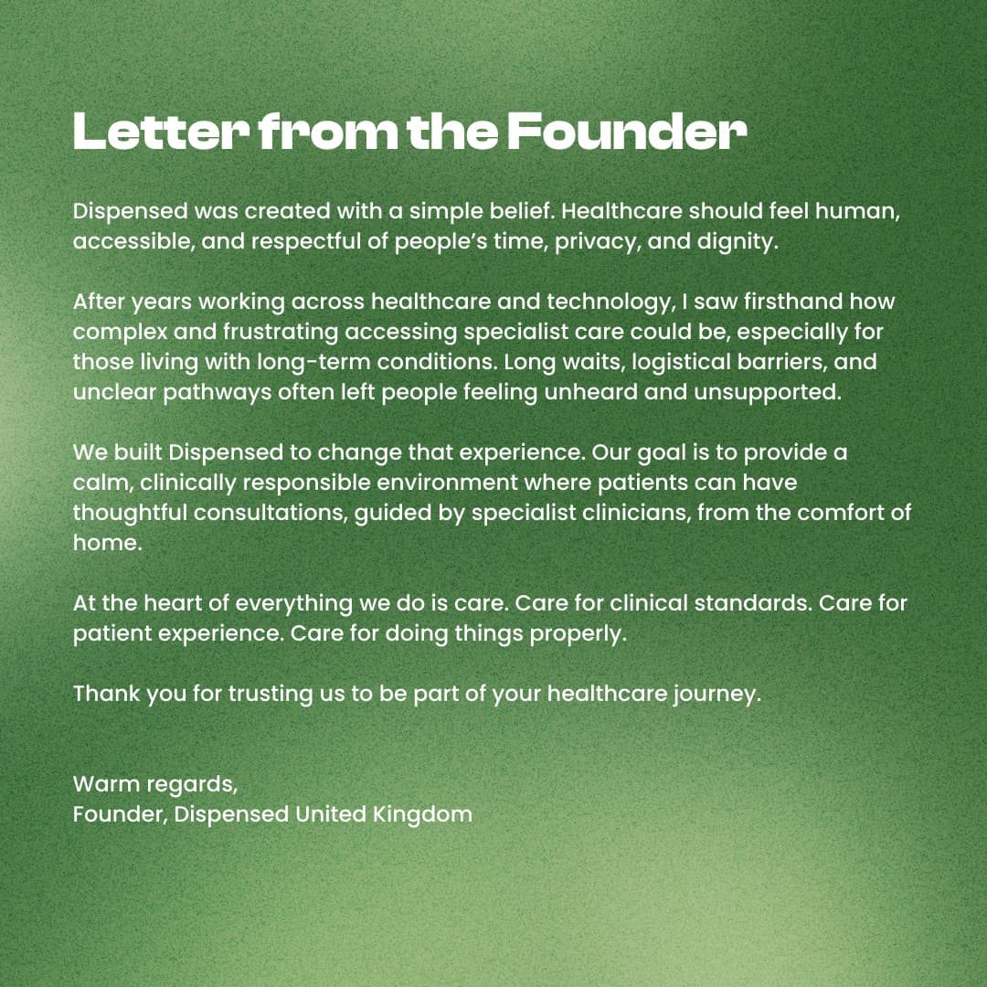 Dispensed United Kingdom · Letter ad
