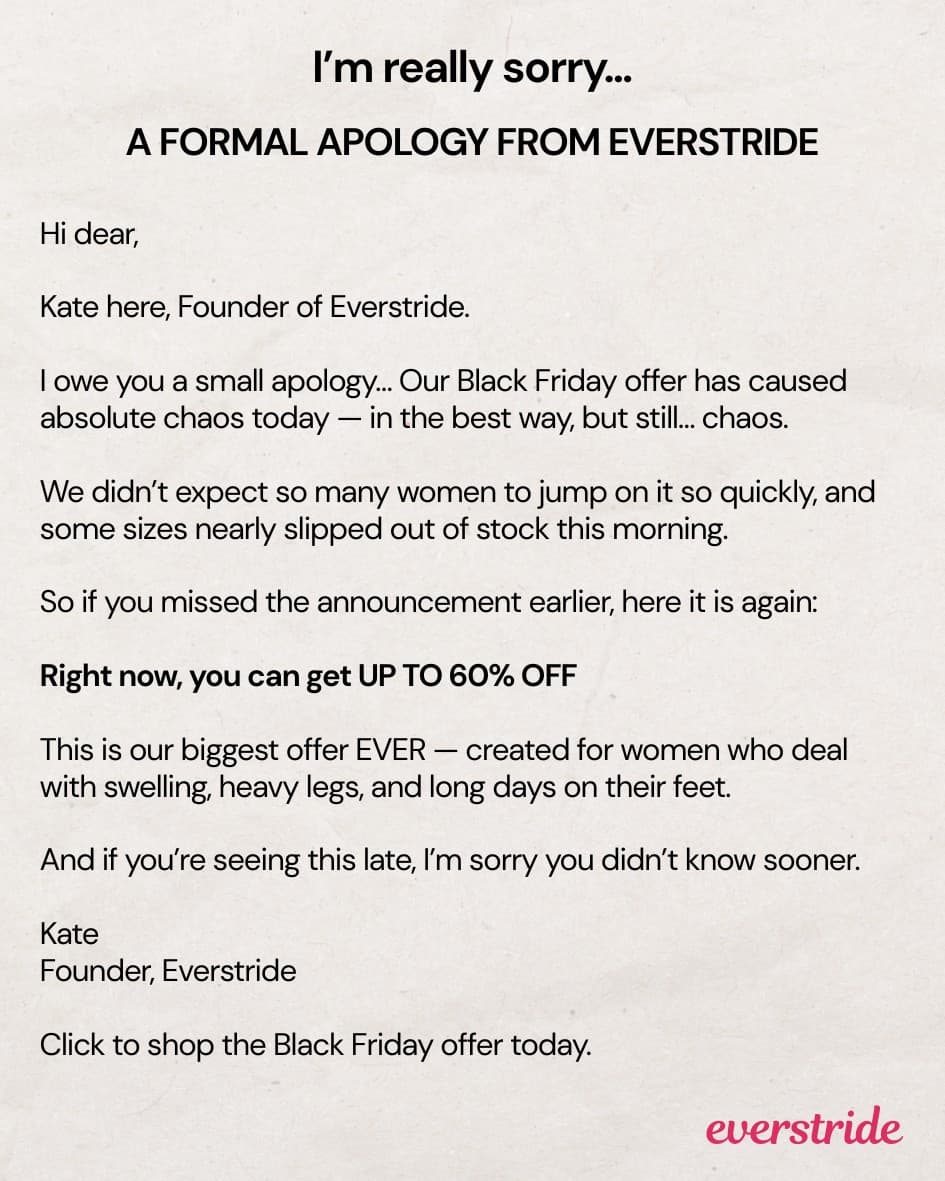 Everstride · Letter ad