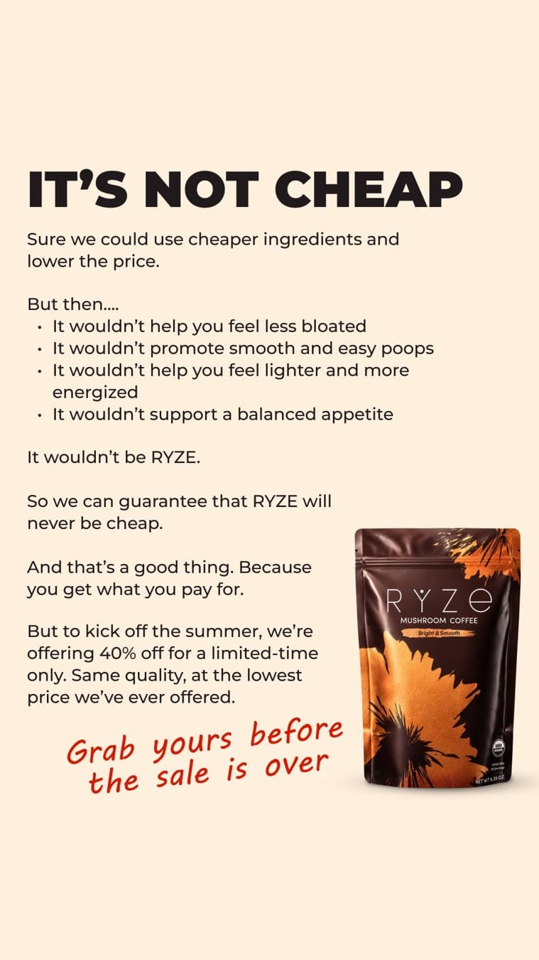 RYZE Superfoods · Offer-First Banner ad