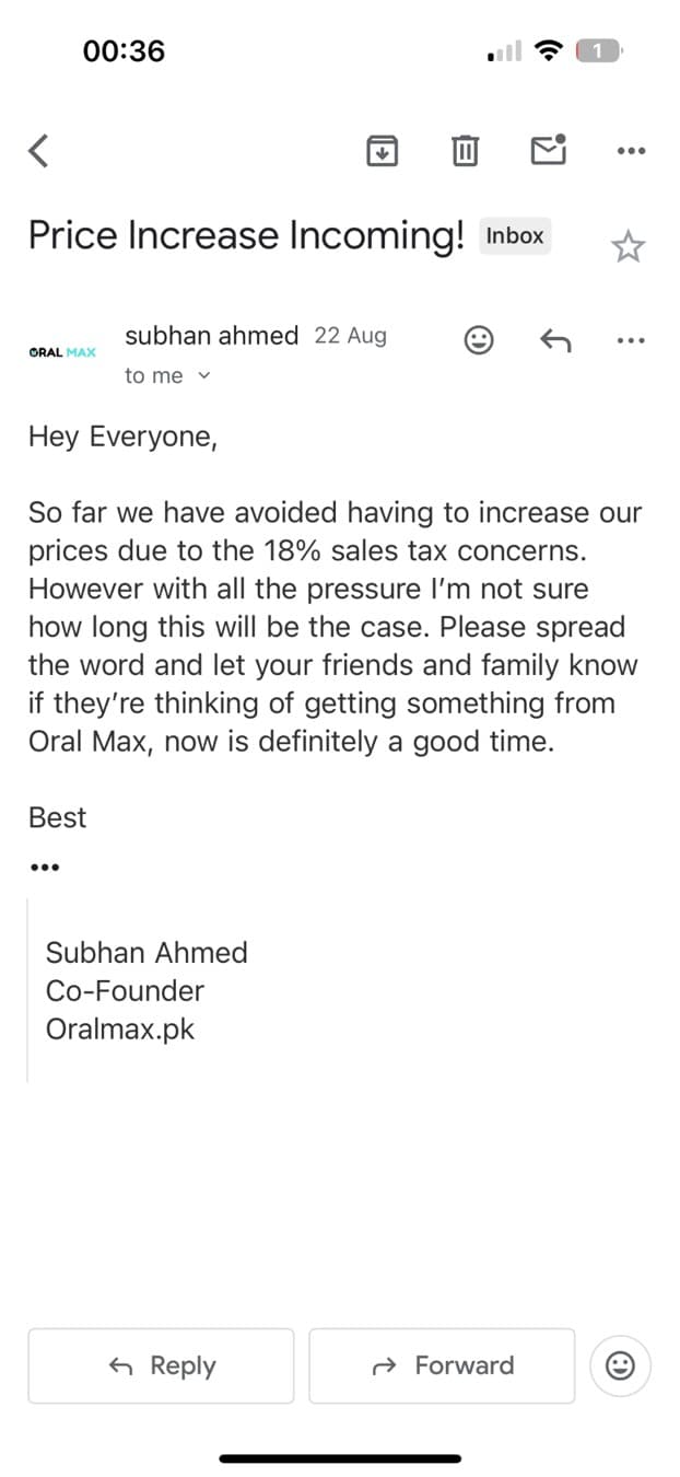 OralMax.pk · Email Mockup ad