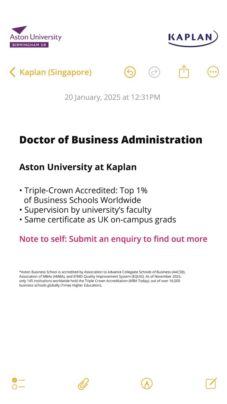 Kaplan Singapore · Notes App ad