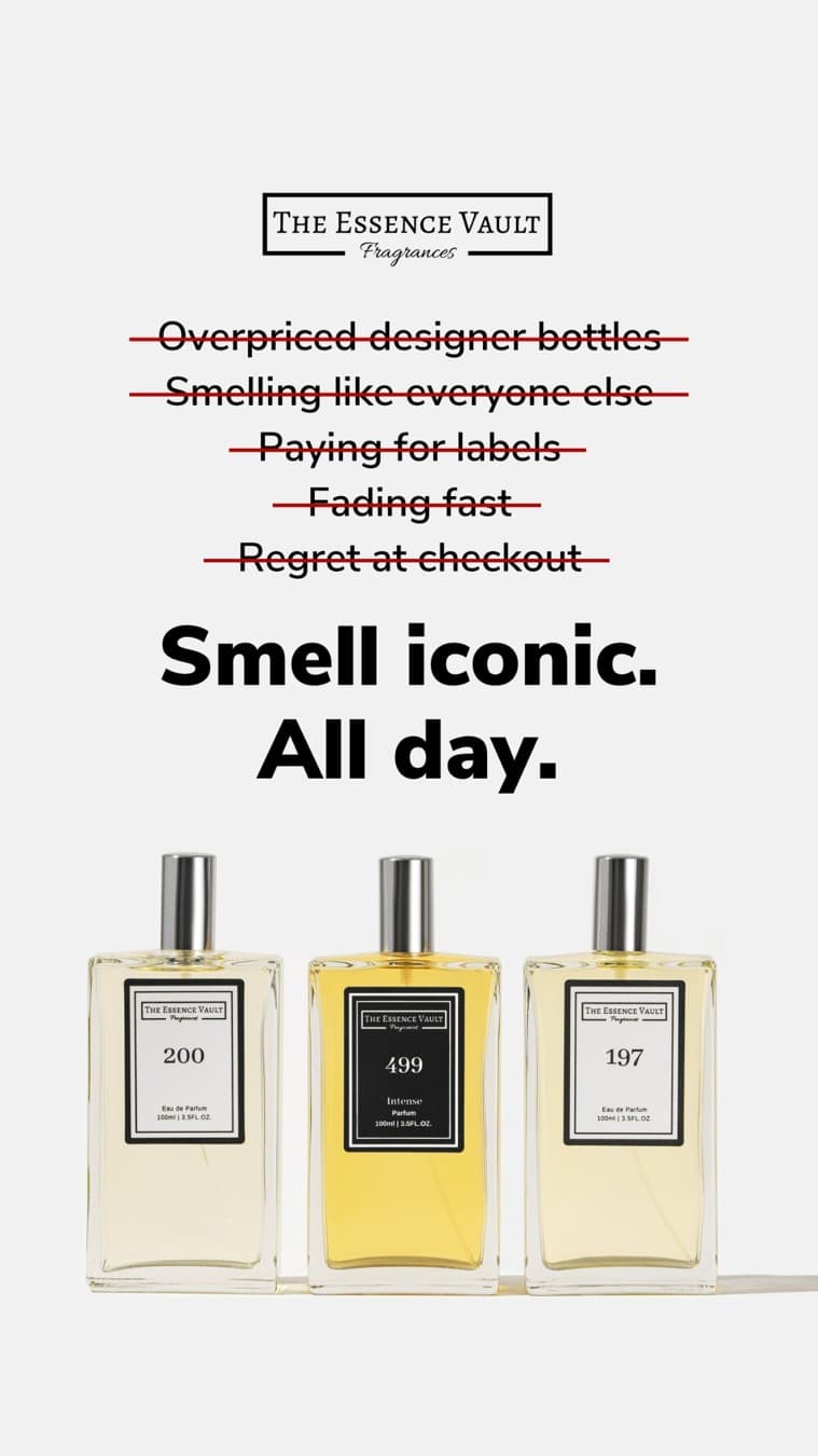 The Essence Vault · Product Image ad