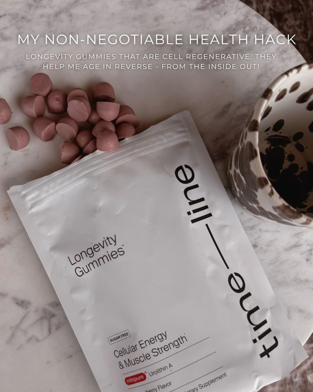 Timeline Longevity · Flatlay ad