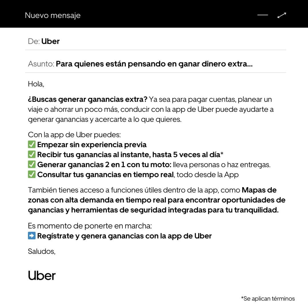 Uber · Email Mockup ad