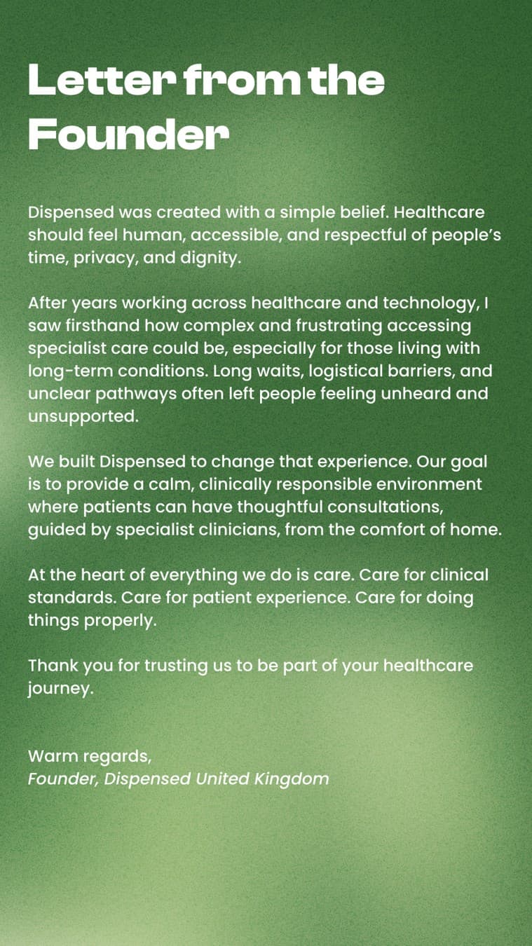 Dispensed United Kingdom · Letter ad