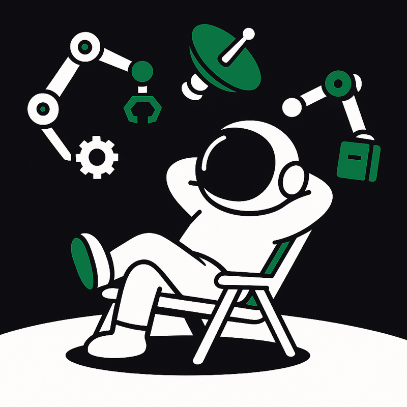 Spock the spaceman relaxing while systems run